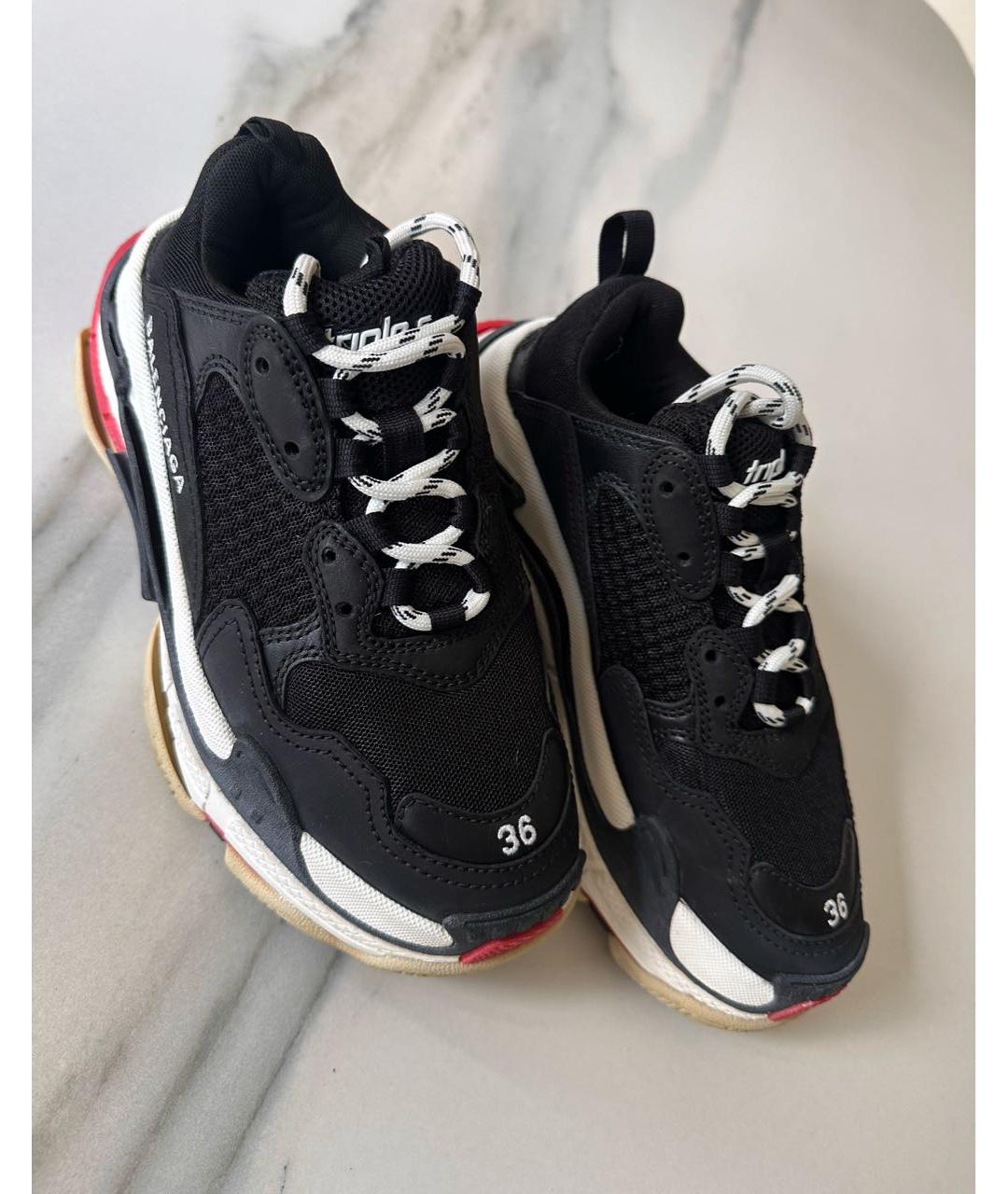 BALENCIAGA Черные кожаные кроссовки, фото 3