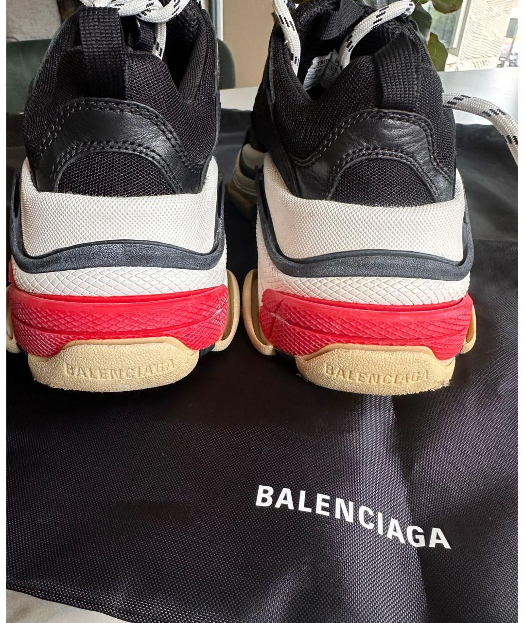 BALENCIAGA Черные кожаные кроссовки, фото 4