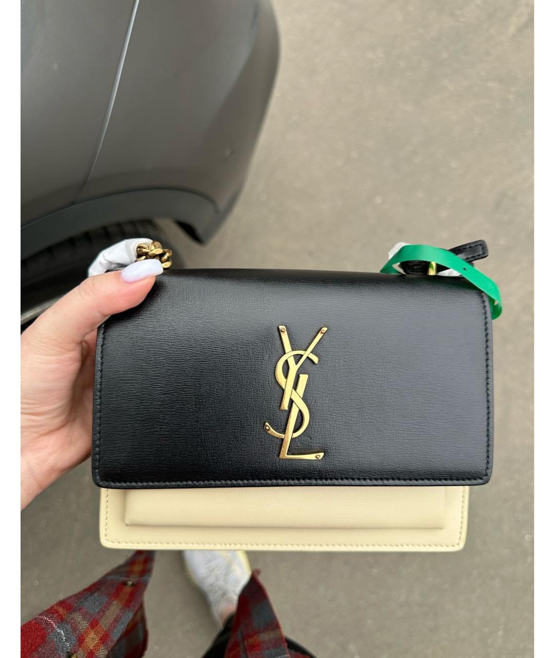 SAINT LAURENT Черная кожаная сумка через плечо, фото 9