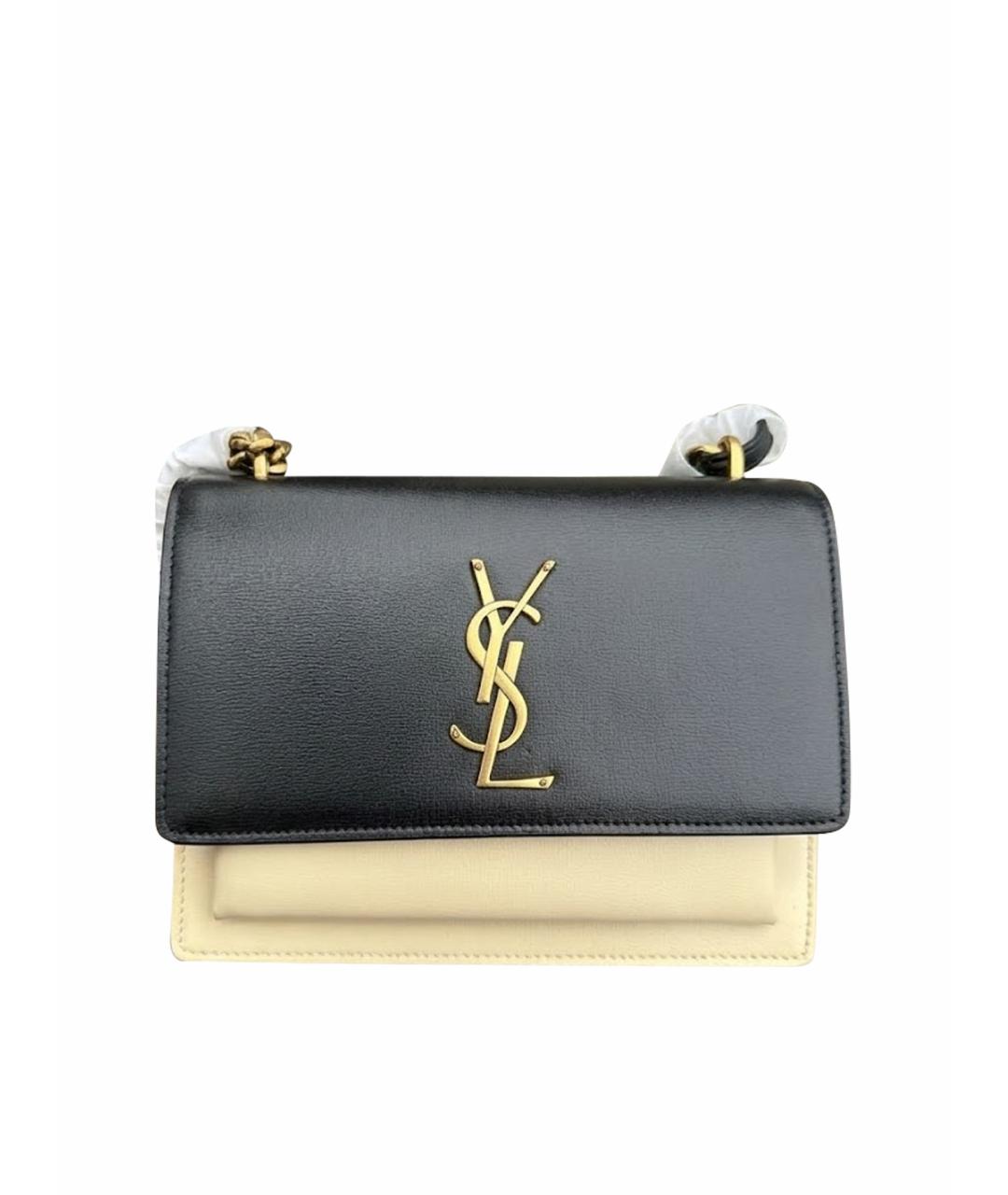 SAINT LAURENT Черная кожаная сумка через плечо, фото 1
