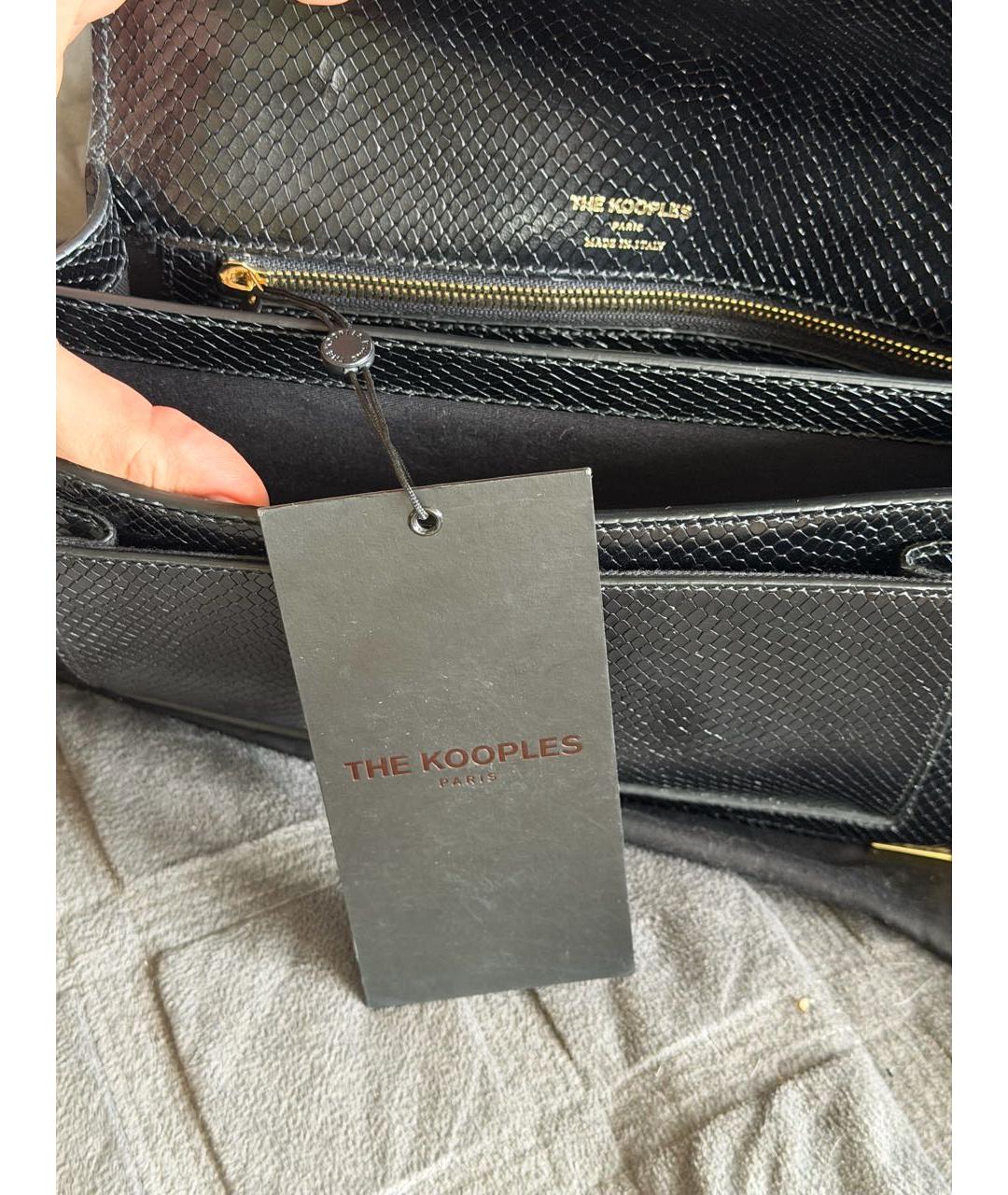 THE KOOPLES Черная кожаная сумка через плечо, фото 4