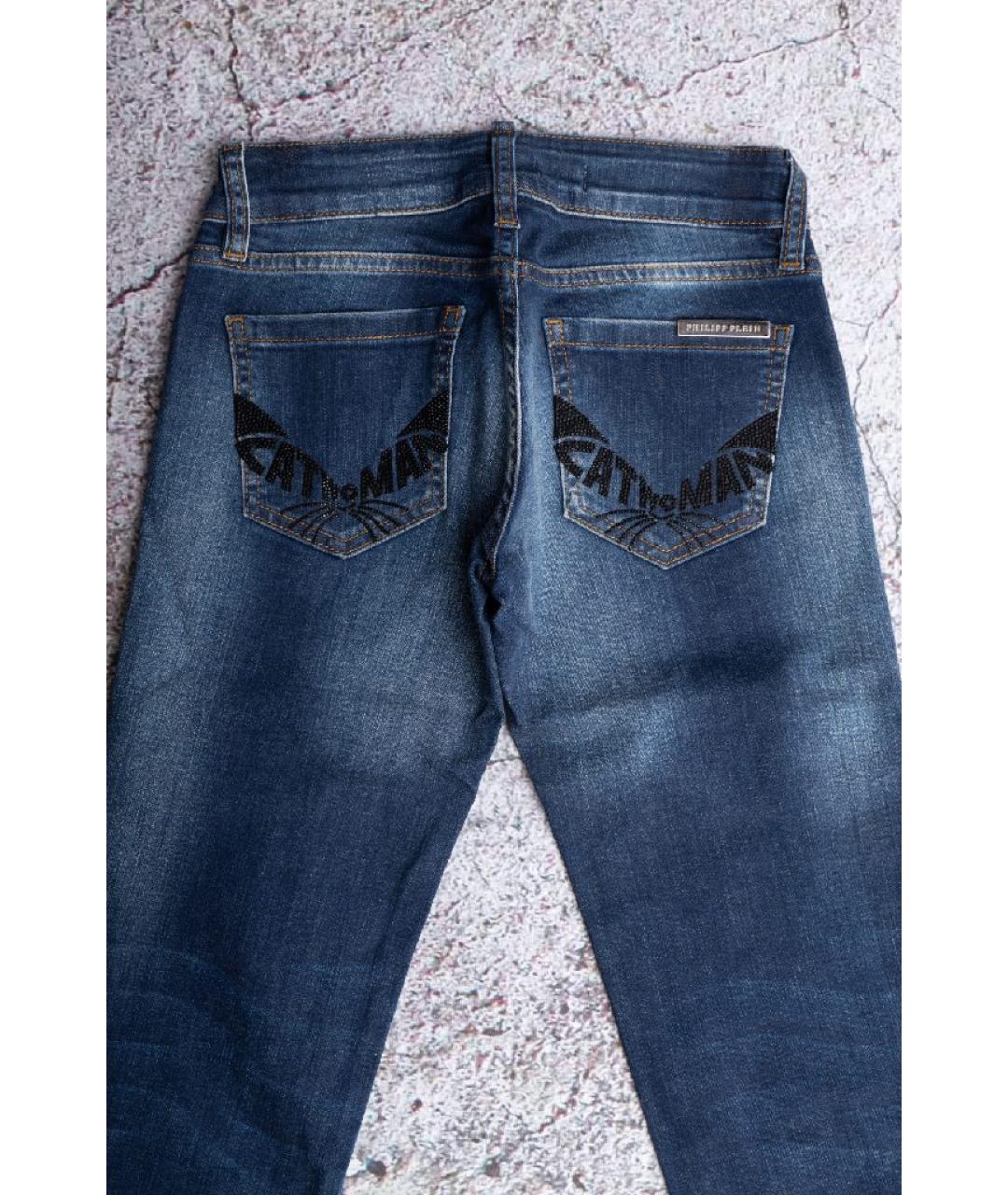 PHILIPP PLEIN Синие хлопковые джинсы слим, фото 9