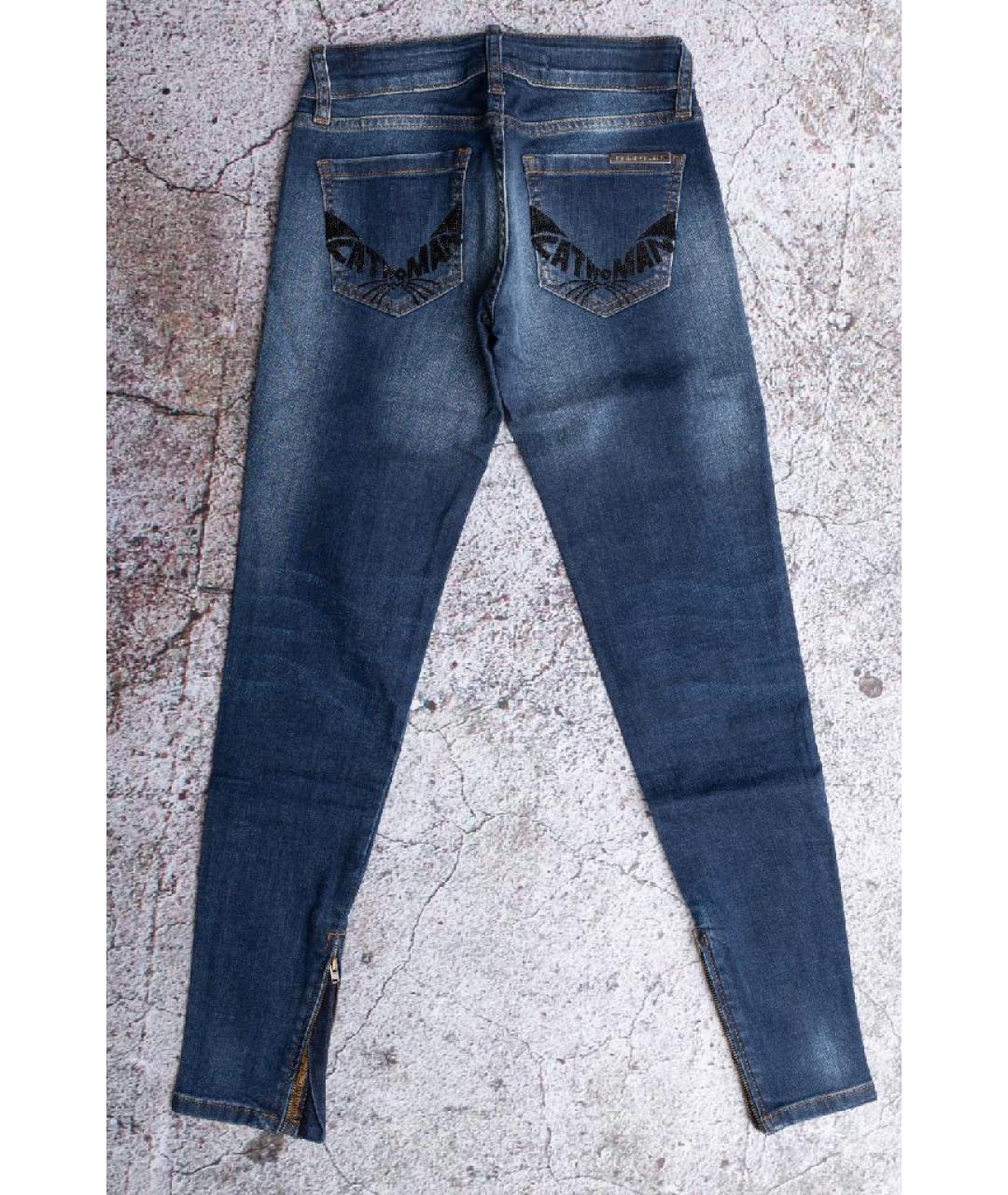 PHILIPP PLEIN Синие хлопковые джинсы слим, фото 2