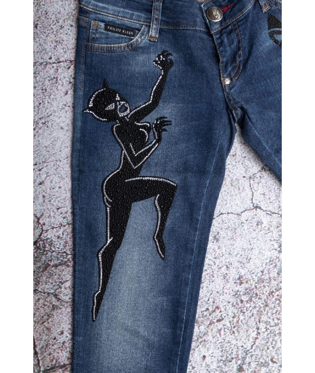 PHILIPP PLEIN Синие хлопковые джинсы слим, фото 4
