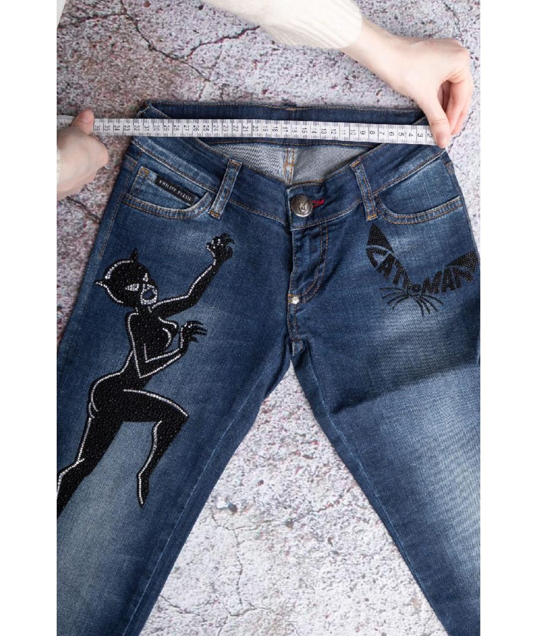 PHILIPP PLEIN Синие хлопковые джинсы слим, фото 5