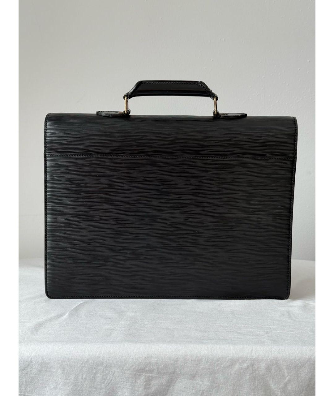 LOUIS VUITTON Черный кожаный портфель, фото 3