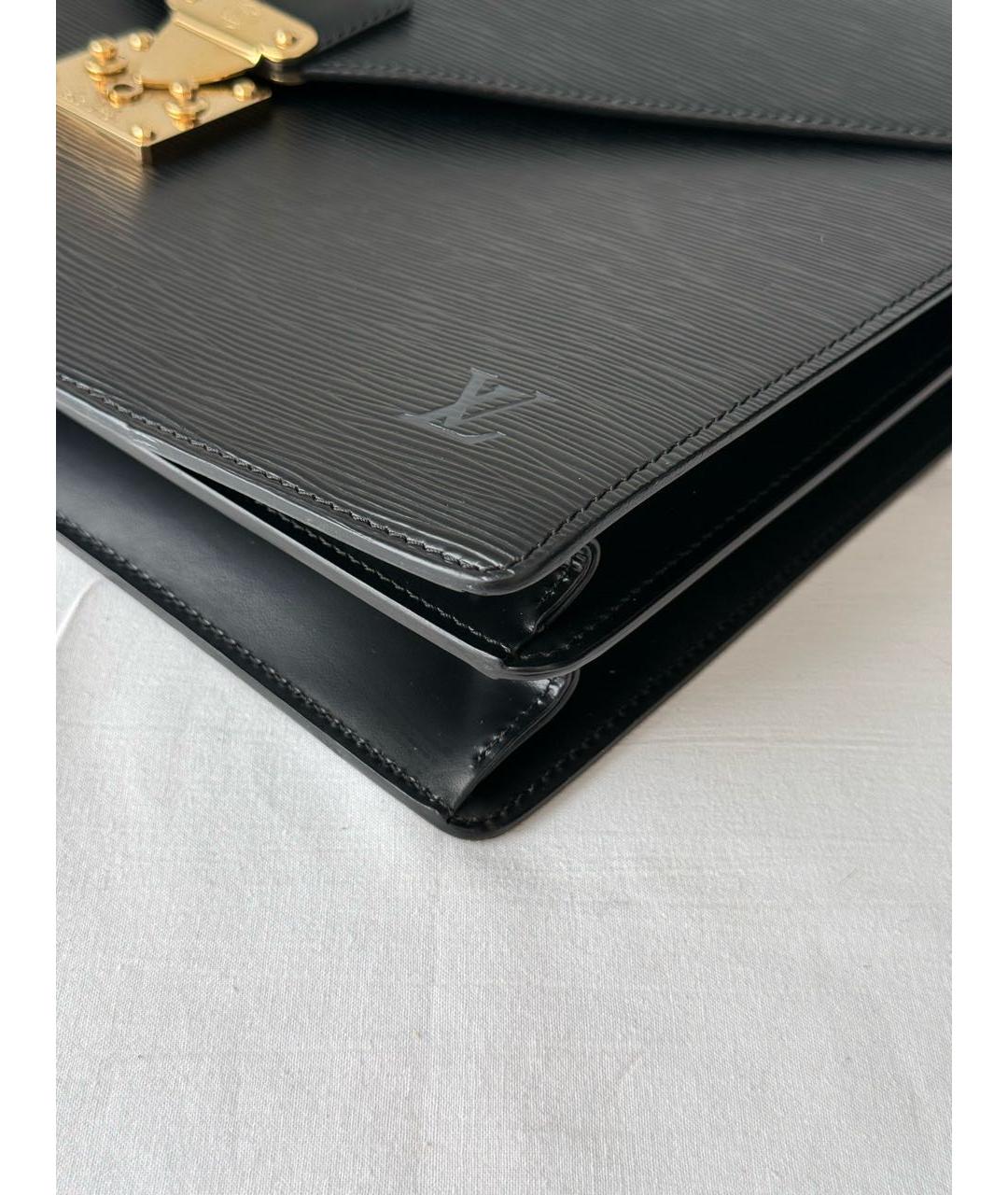 LOUIS VUITTON Черный кожаный портфель, фото 4