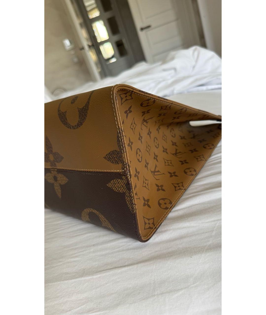 LOUIS VUITTON Коричневая кожаная сумка тоут, фото 4