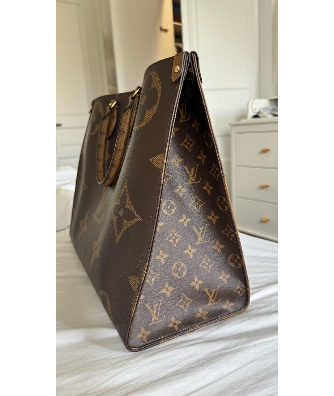 LOUIS VUITTON Коричневая кожаная сумка тоут, фото 3