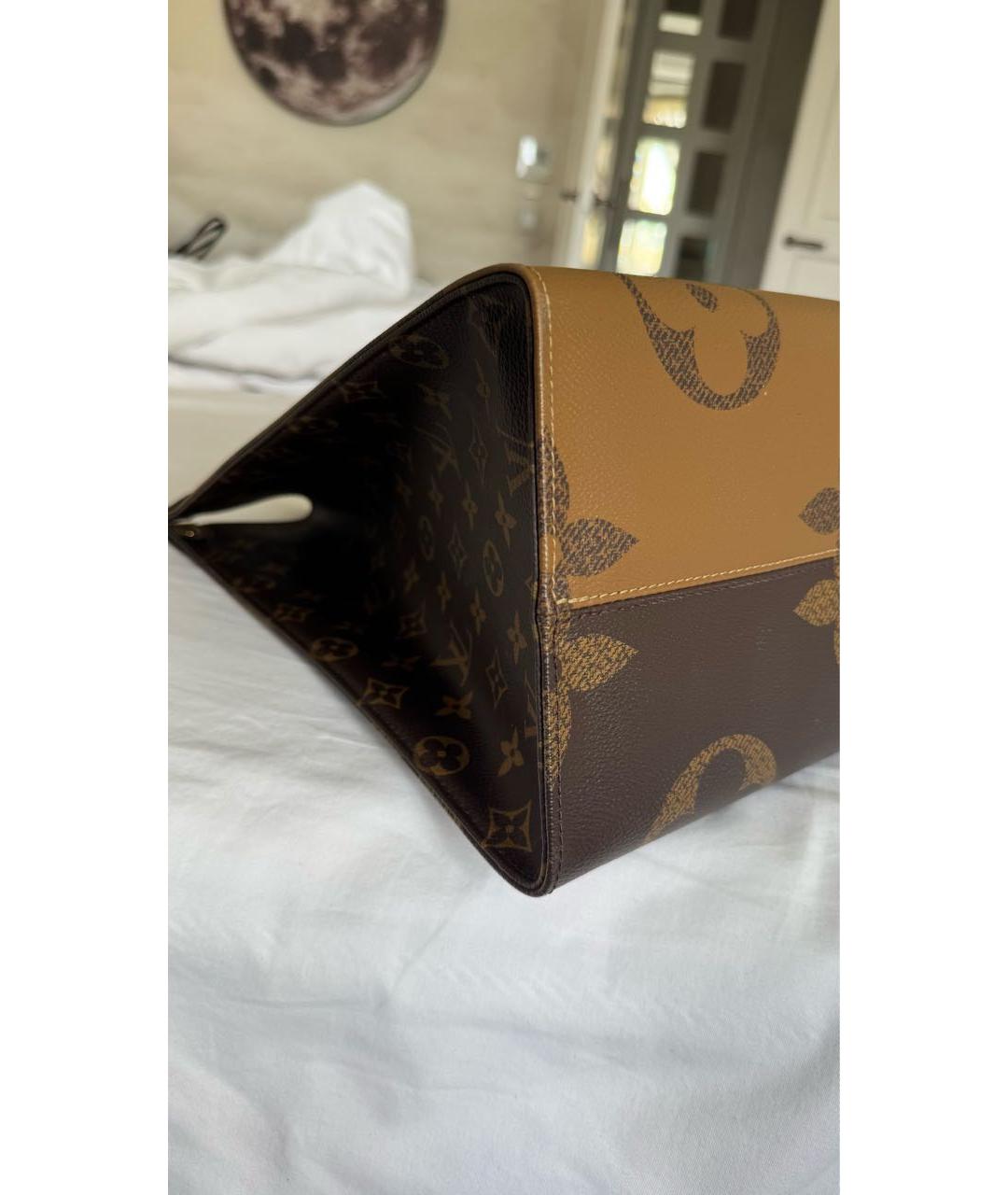 LOUIS VUITTON Коричневая кожаная сумка тоут, фото 5