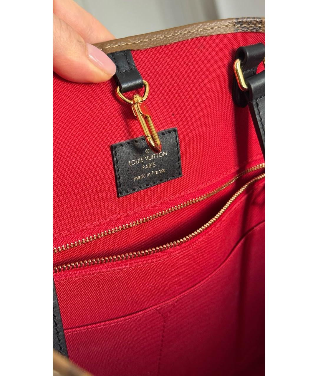 LOUIS VUITTON Коричневая кожаная сумка тоут, фото 7