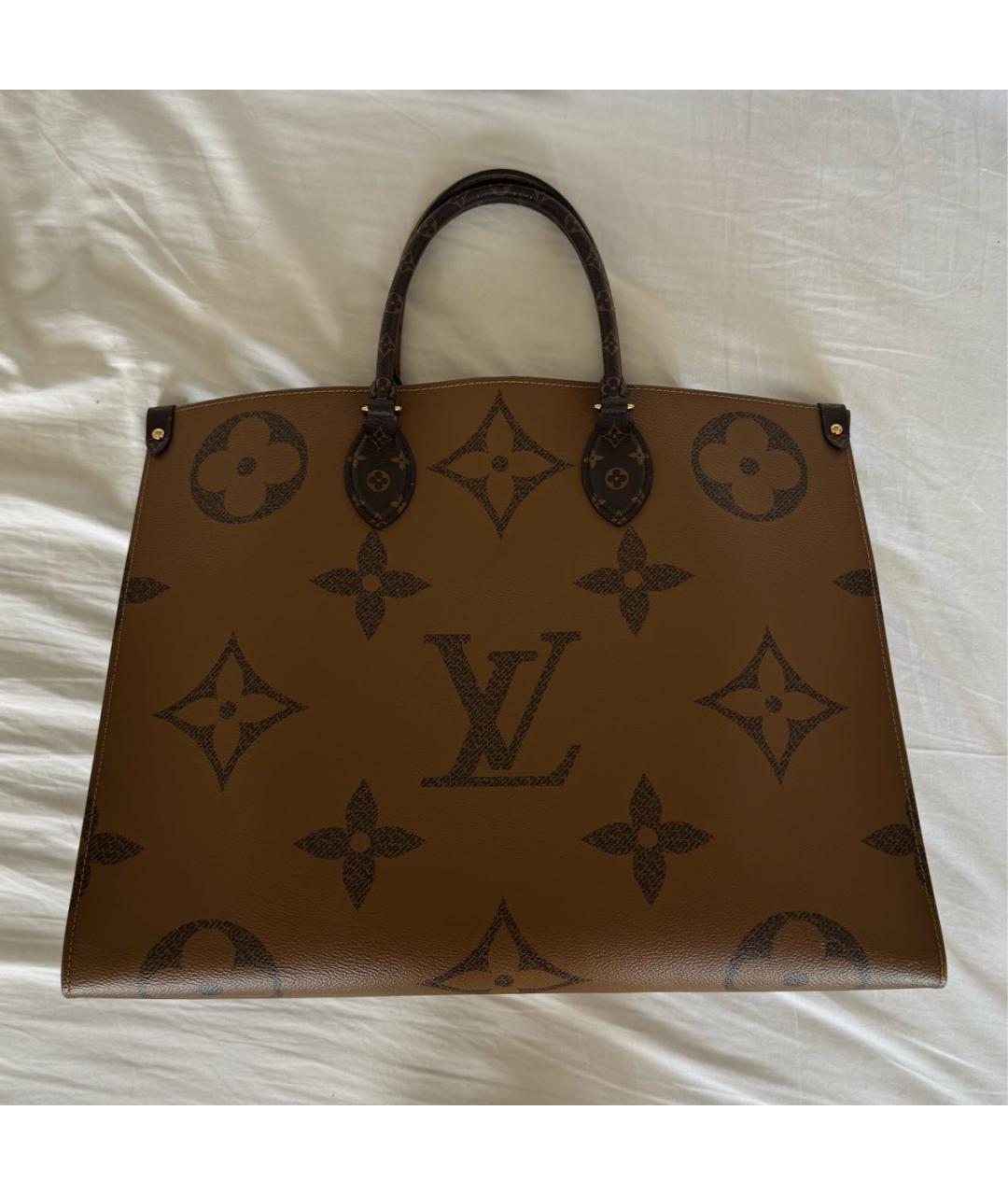 LOUIS VUITTON Коричневая кожаная сумка тоут, фото 9