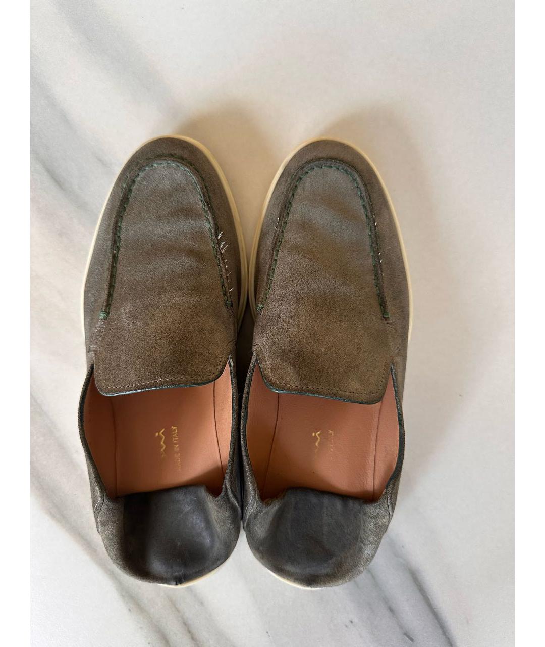 SANTONI Серые нубуковые лоферы, фото 8