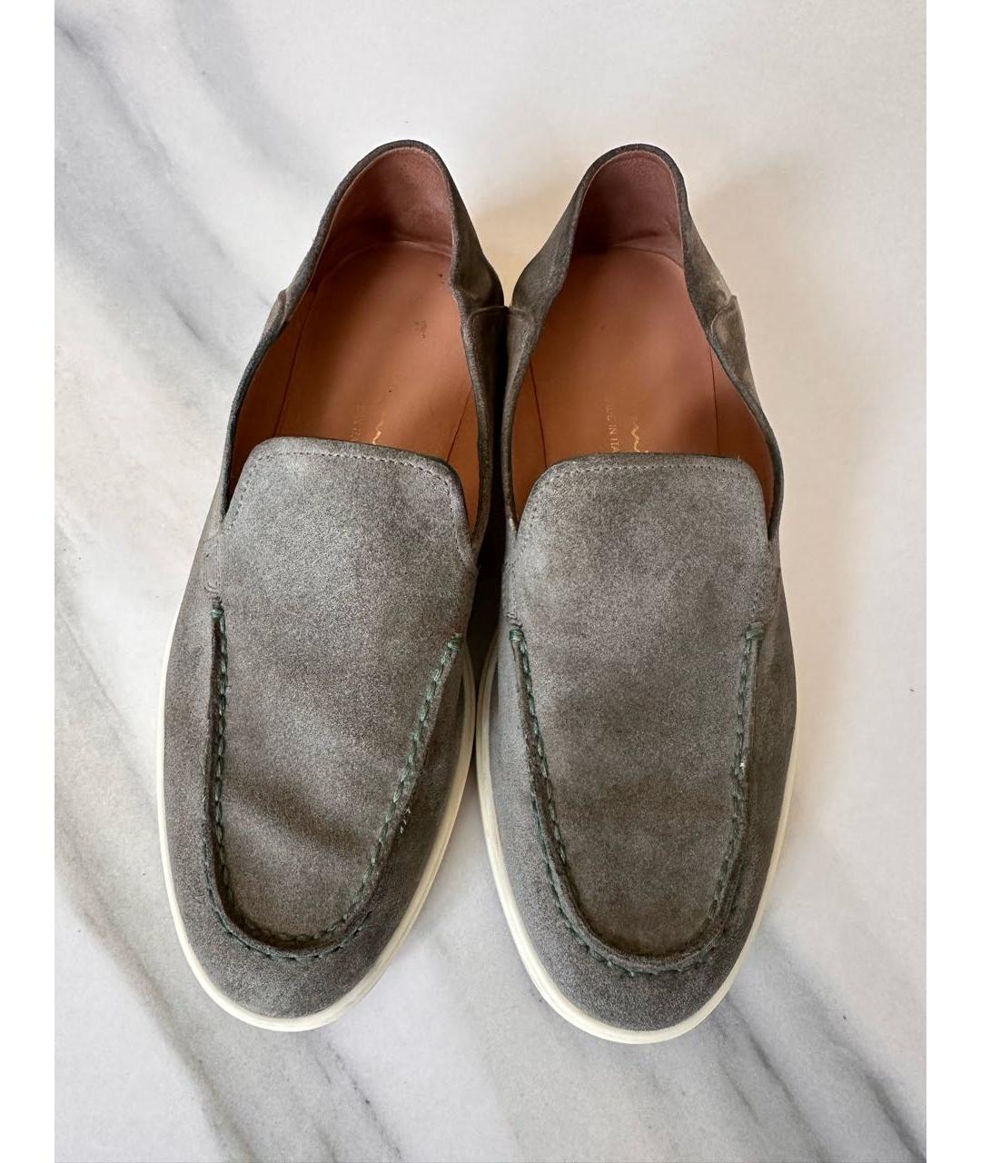 SANTONI Серые нубуковые лоферы, фото 5