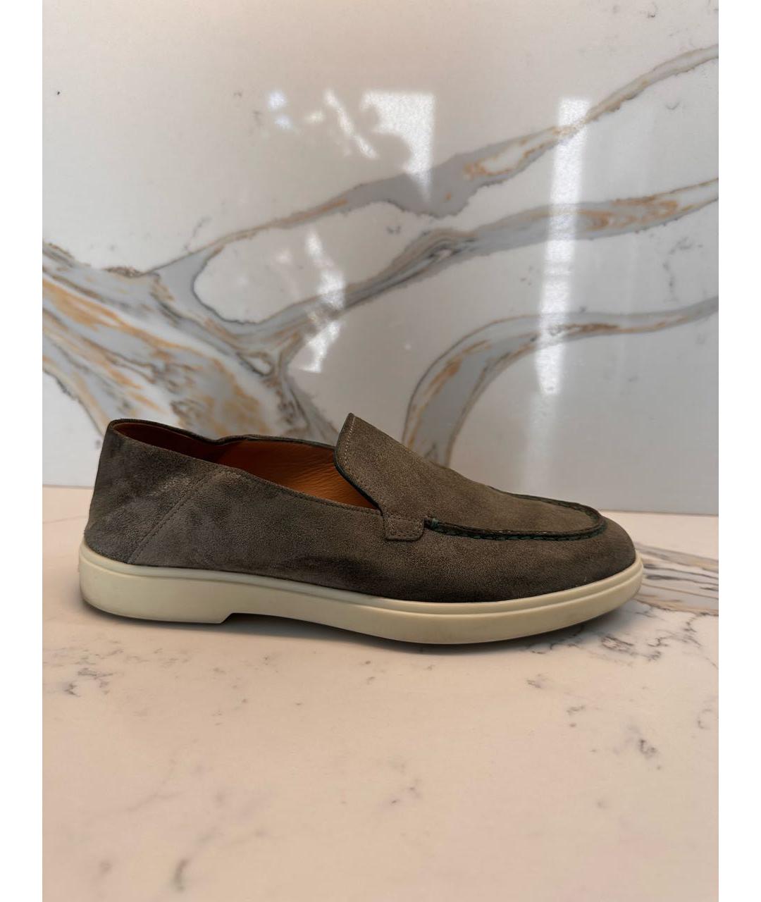 SANTONI Серые нубуковые лоферы, фото 9