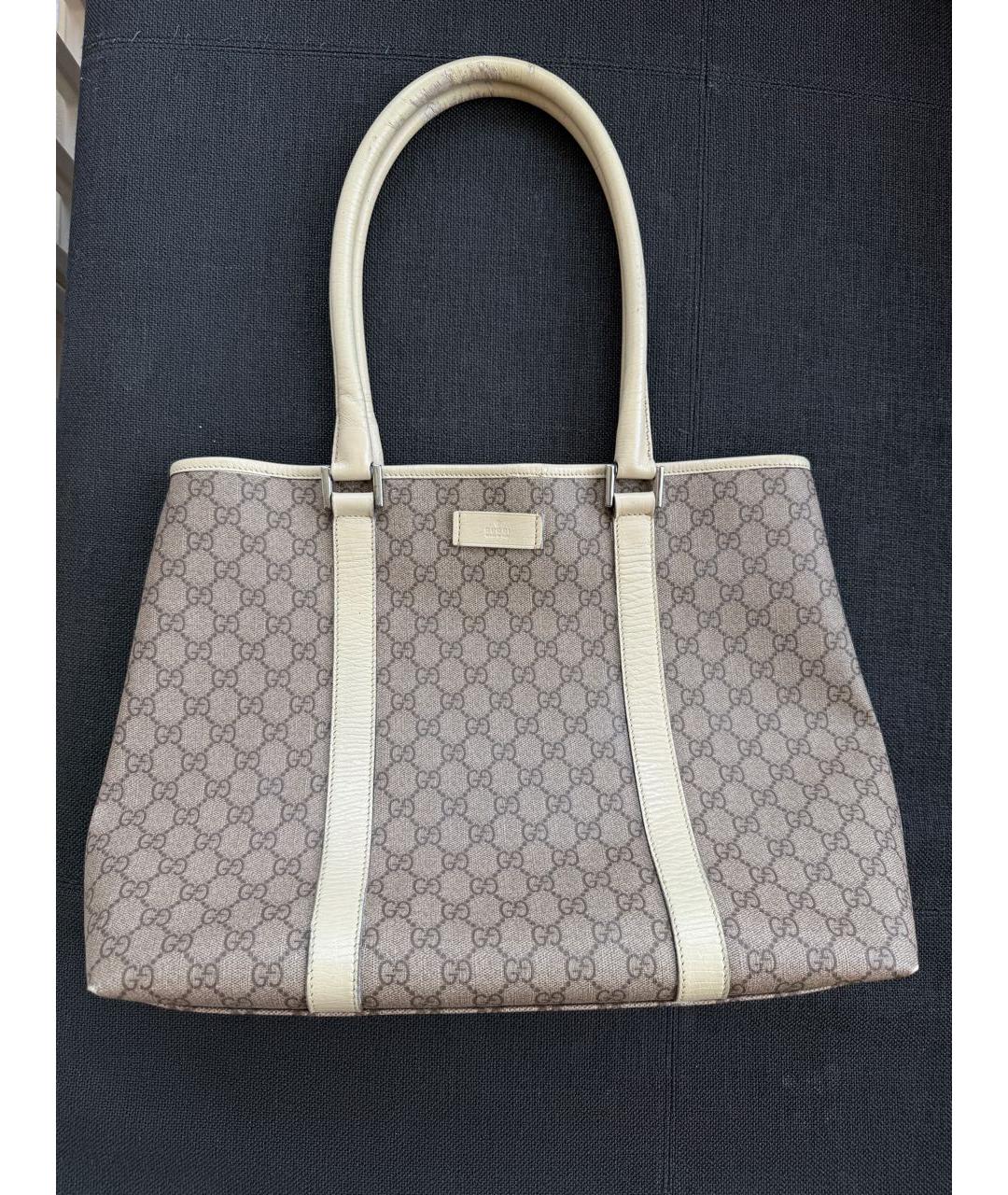 GUCCI Бежевая кожаная сумка с короткими ручками, фото 7