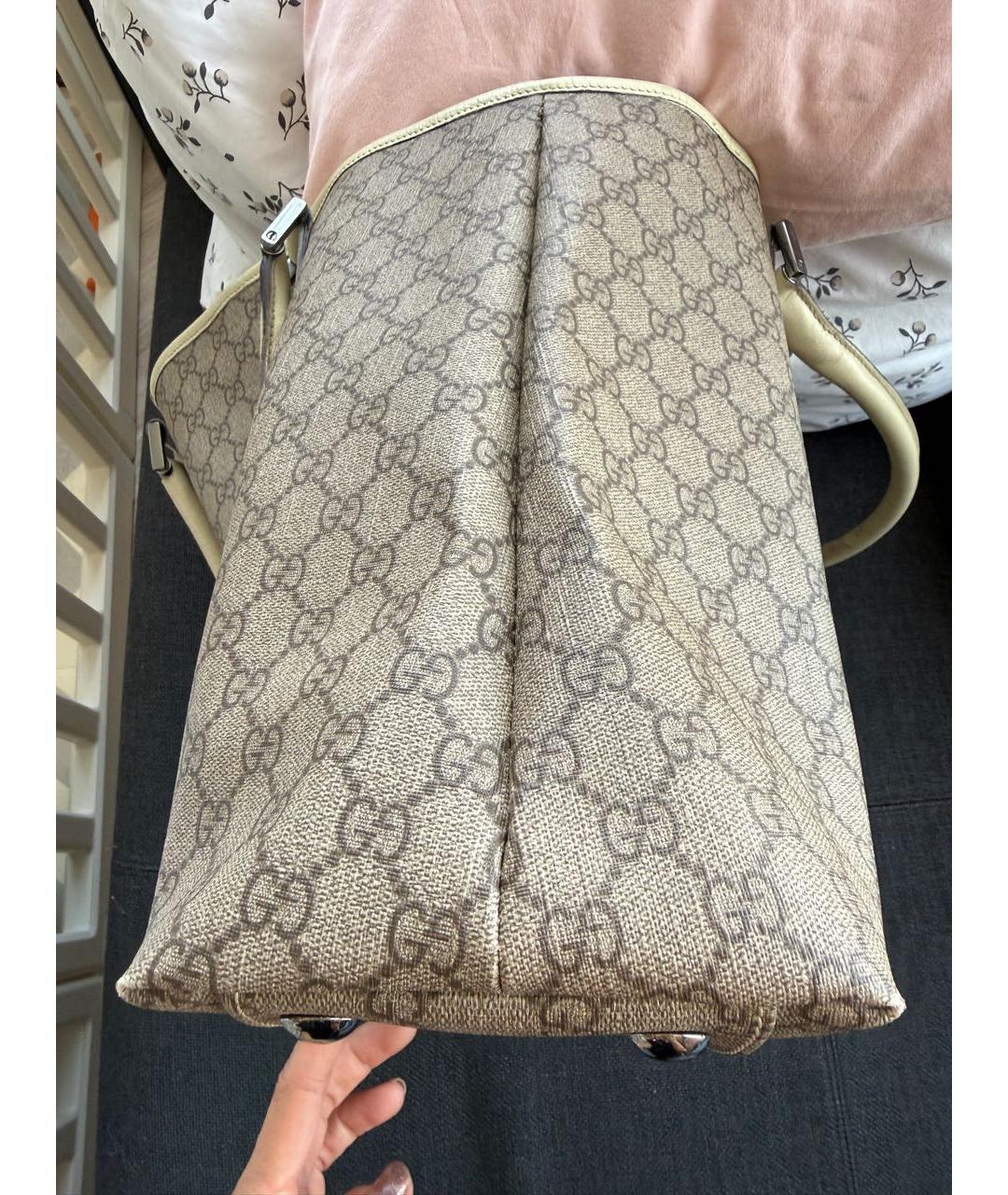GUCCI Бежевая кожаная сумка с короткими ручками, фото 4