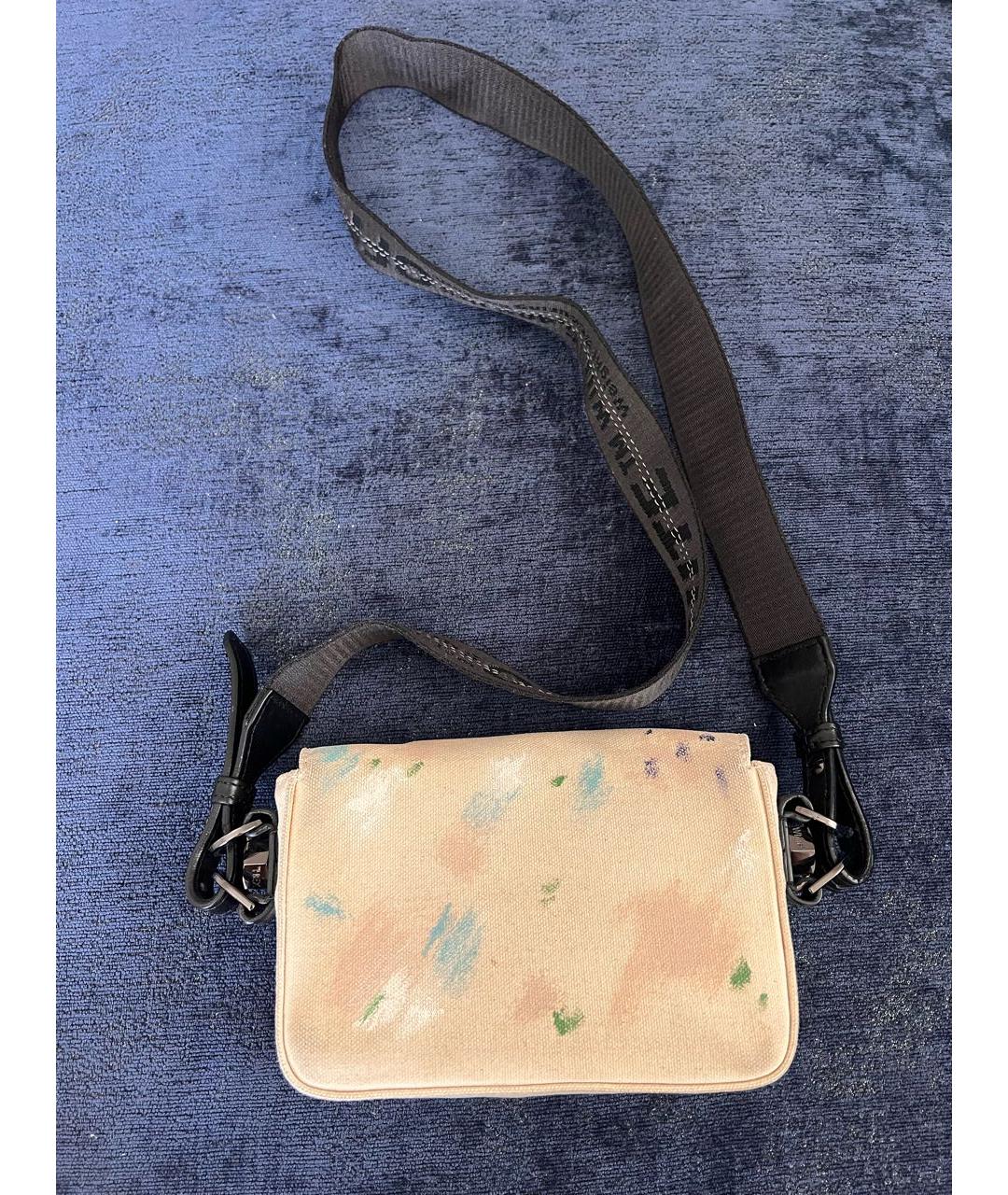 OFF-WHITE Бежевая тканевая сумка через плечо, фото 3