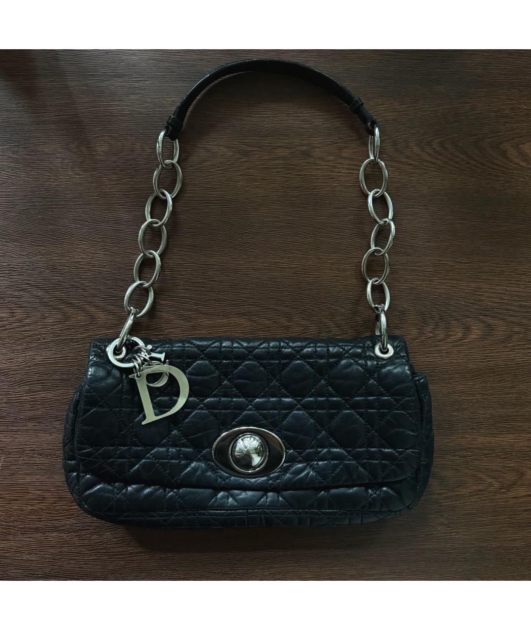CHRISTIAN DIOR Черная кожаная сумка с короткими ручками, фото 6