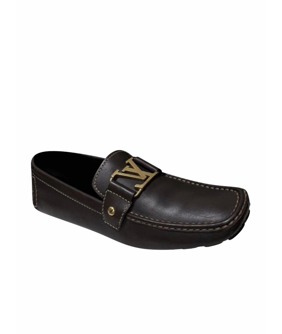 LOUIS VUITTON Коричневые кожаные мокасины, фото 1