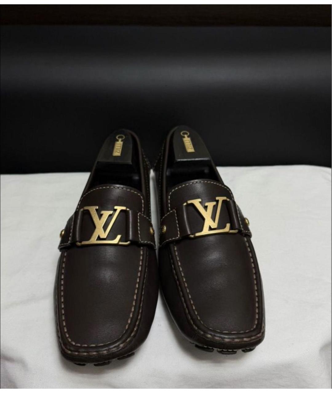 LOUIS VUITTON Коричневые кожаные мокасины, фото 2
