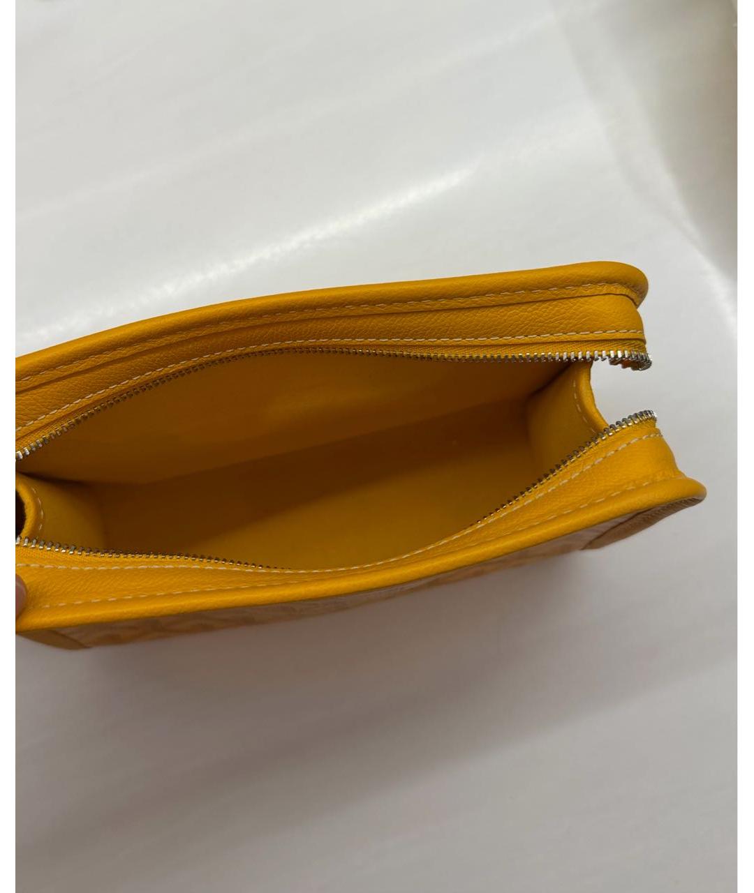 GOYARD Желтая кожаная барсетка, фото 3