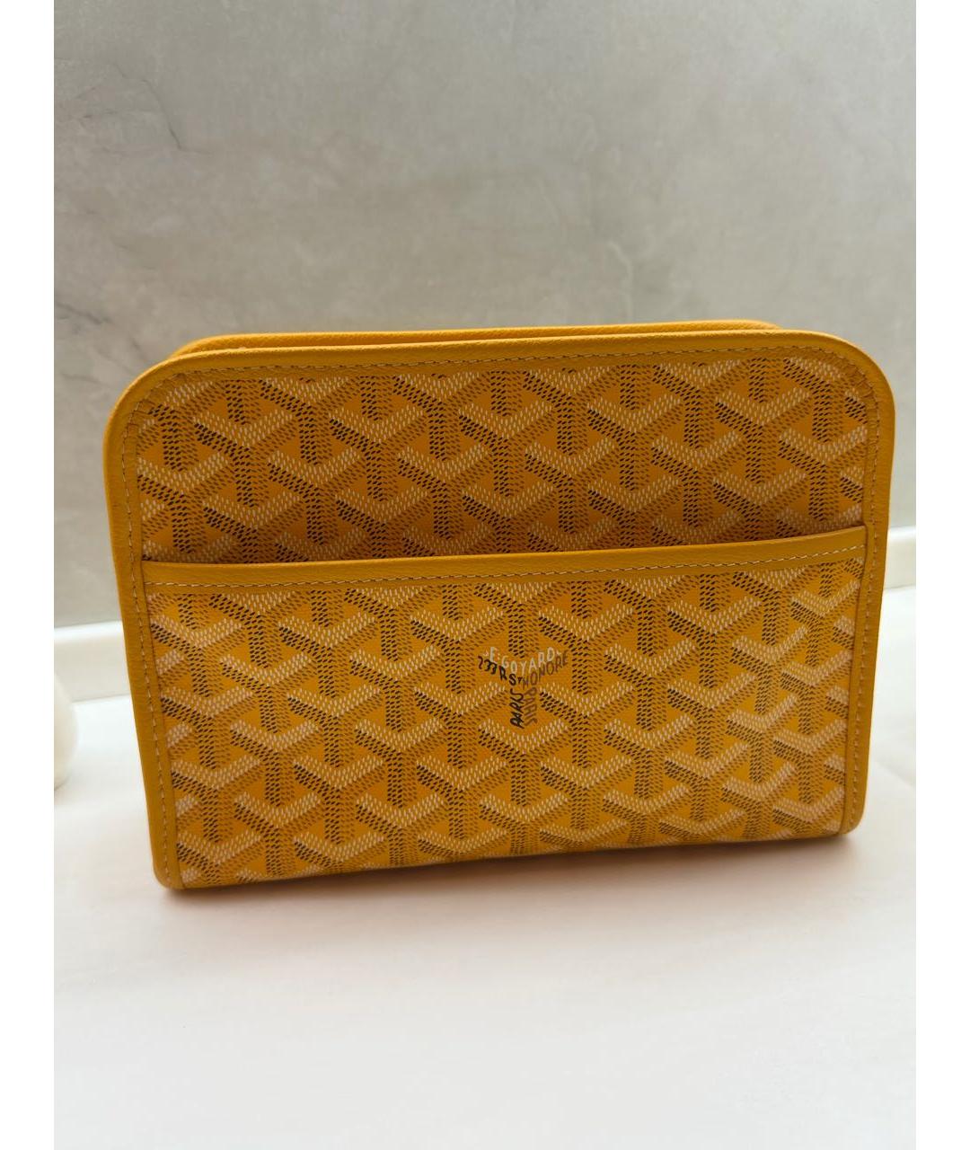 GOYARD Желтая кожаная барсетка, фото 4