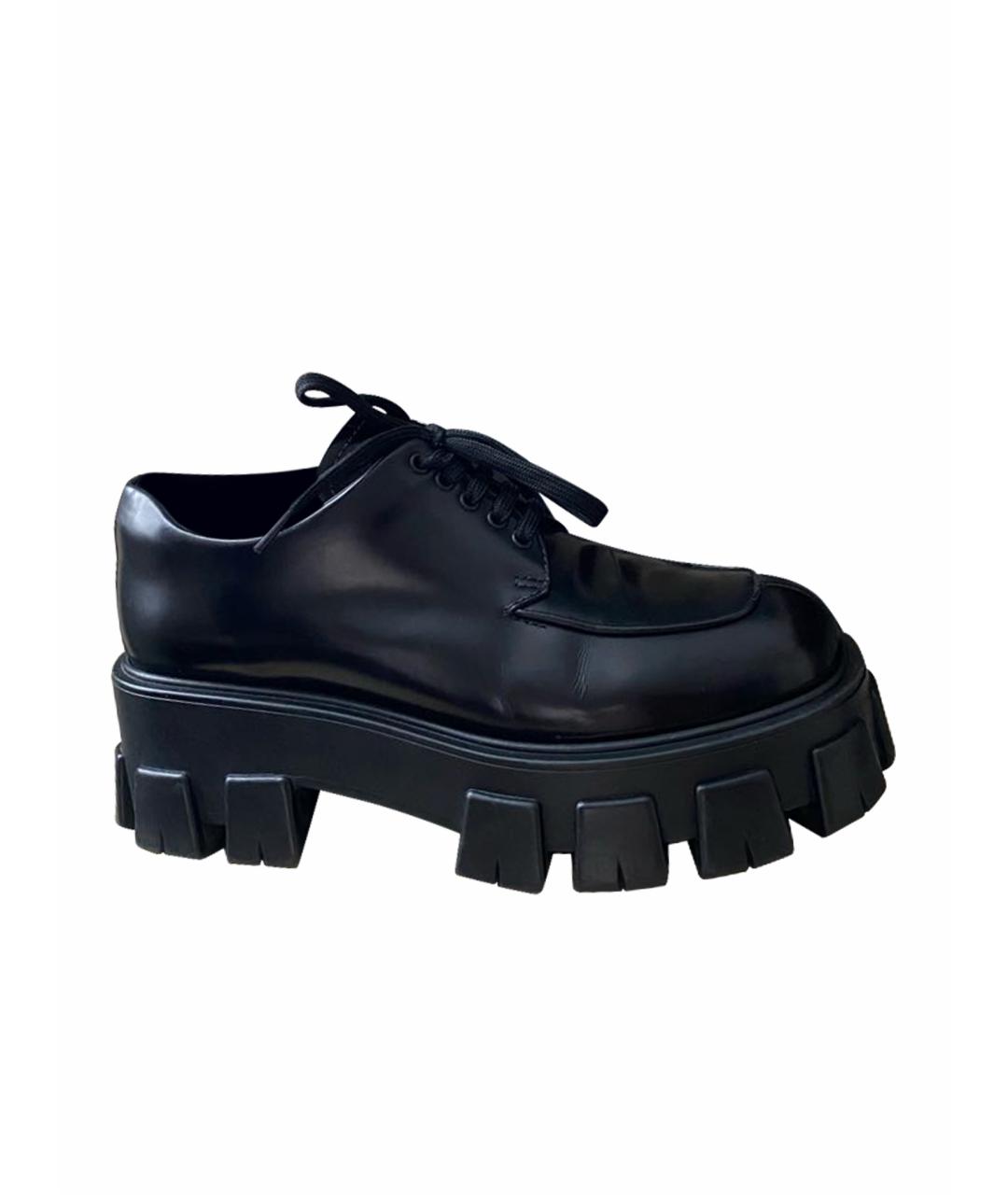PRADA Черные кожаные ботинки, фото 1