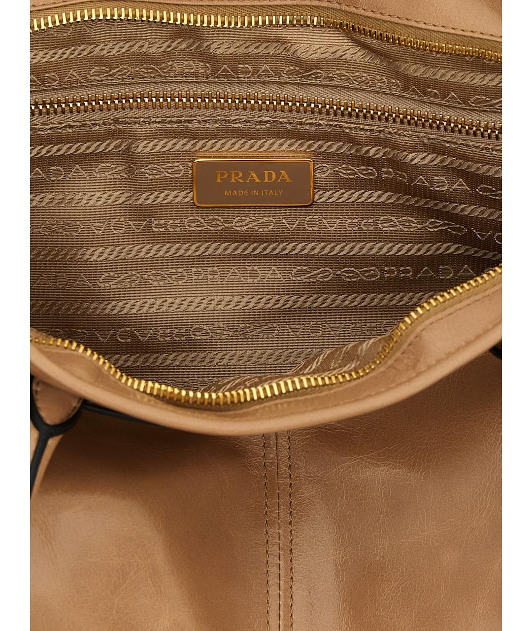 PRADA Бежевая кожаная сумка тоут, фото 4