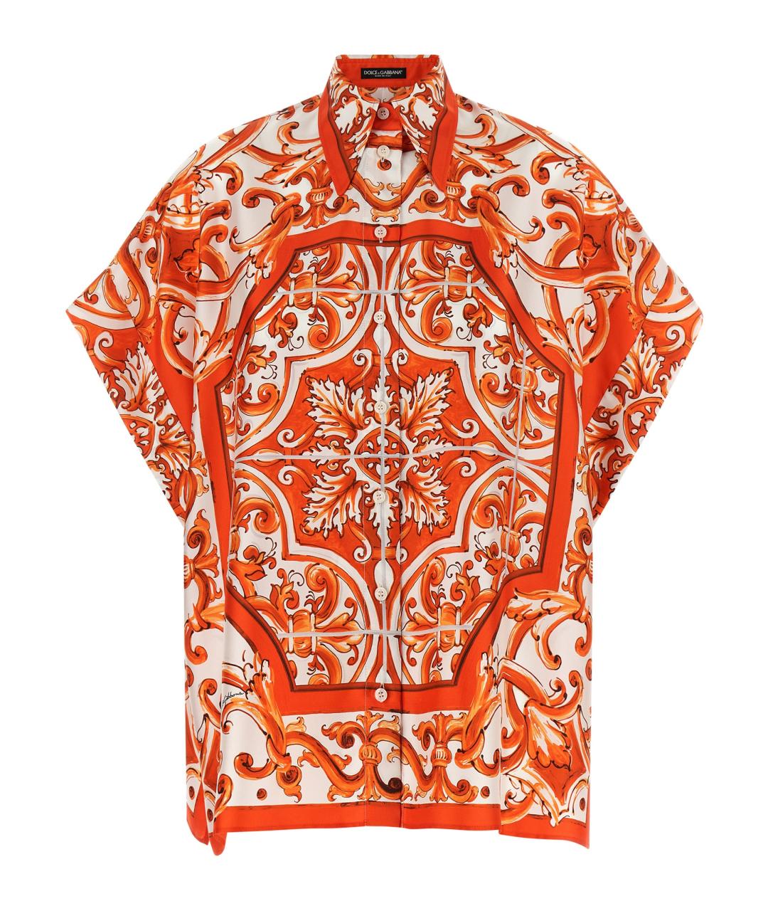 DOLCE&GABBANA Оранжевая шелковая рубашка, фото 1