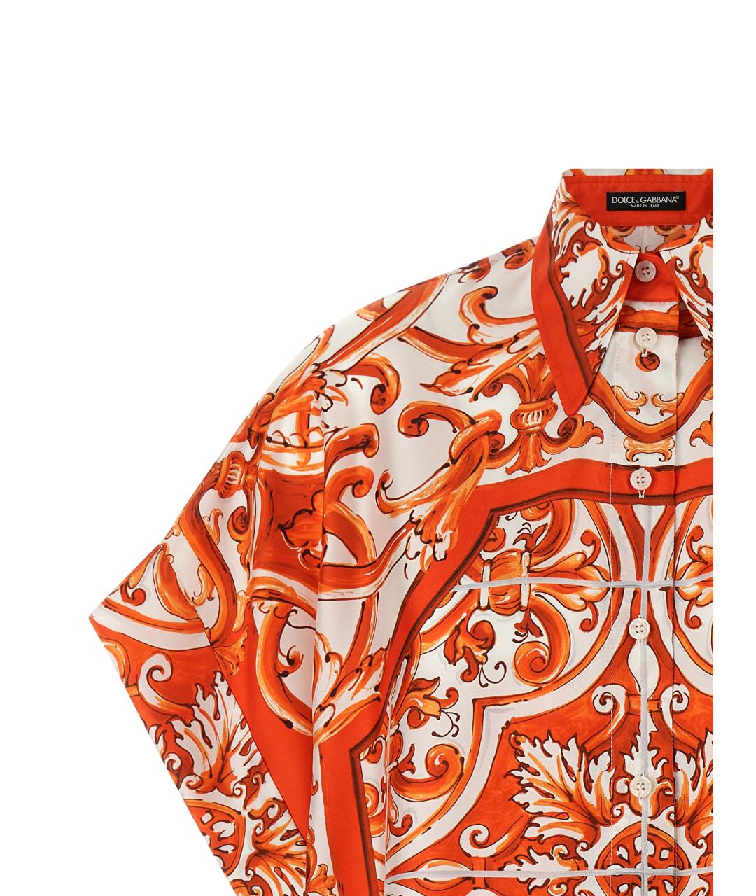 DOLCE&GABBANA Оранжевая шелковая рубашка, фото 3