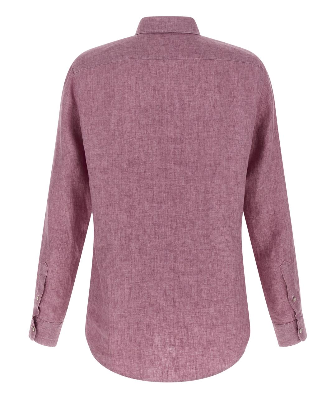 ZEGNA Розовое хлопко-льняное поло с длинным рукавом, фото 2