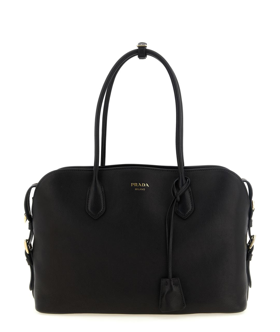 PRADA Черная кожаная сумка тоут, фото 1