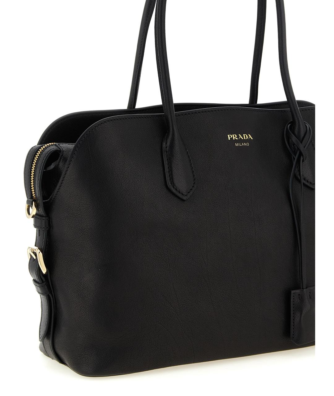 PRADA Черная кожаная сумка тоут, фото 3