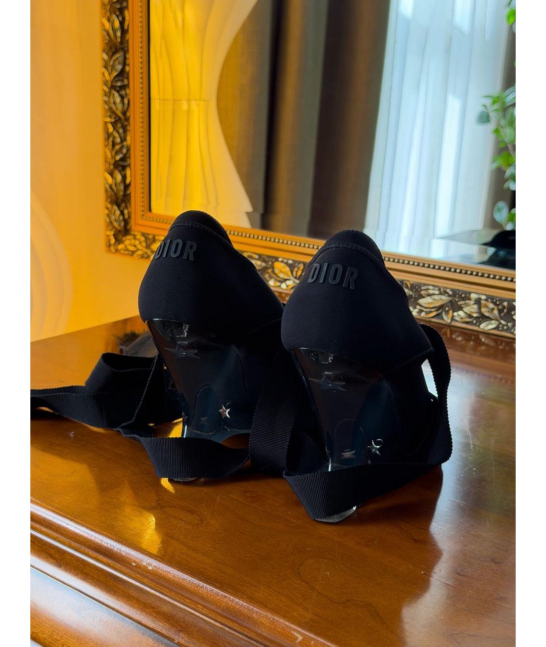 CHRISTIAN DIOR Черные неопреновые босоножки, фото 4