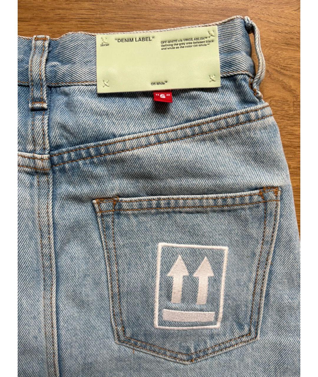 OFF-WHITE Голубая хлопковая юбка мини, фото 4