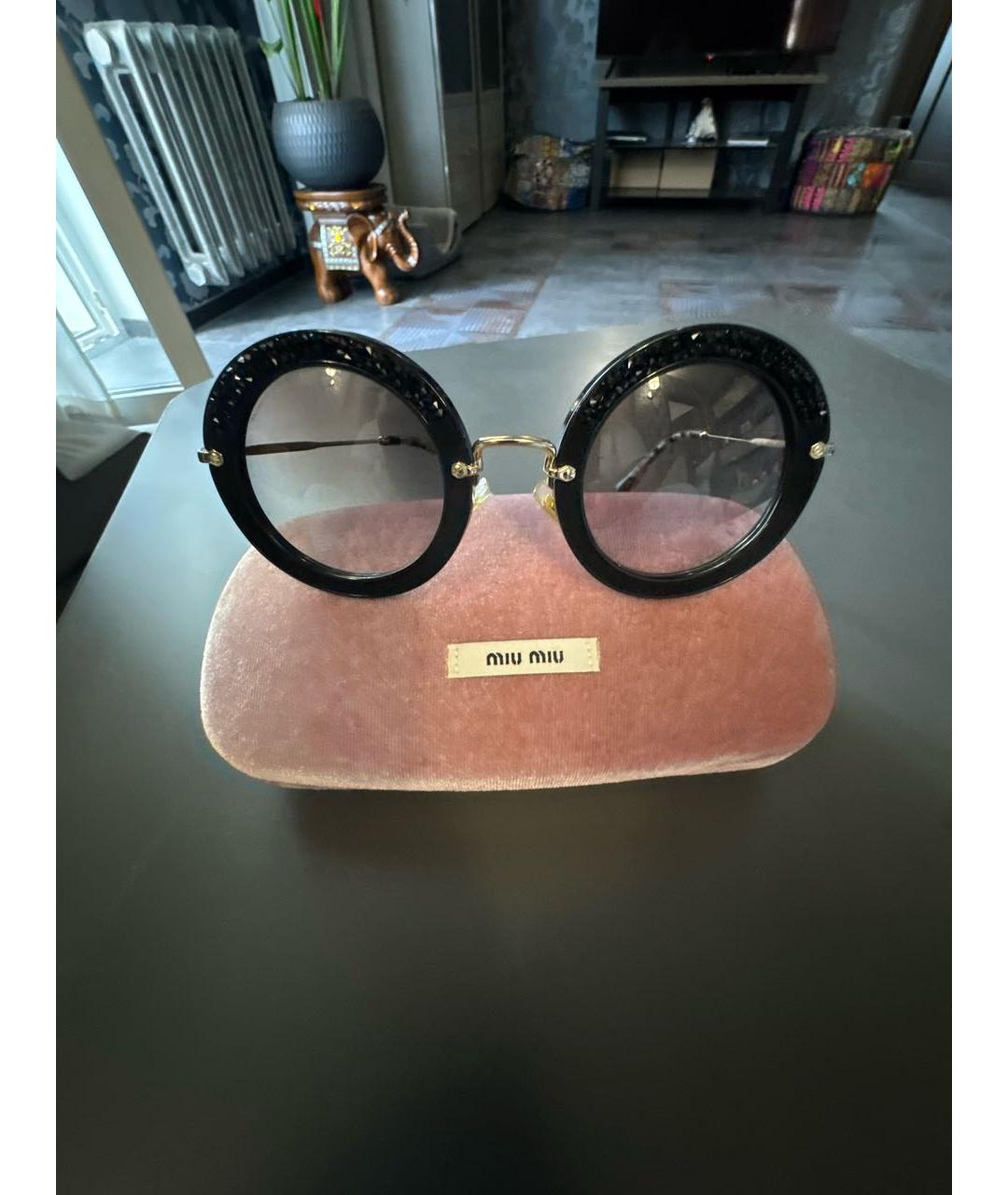 MIU MIU Черные металлические солнцезащитные очки, фото 4