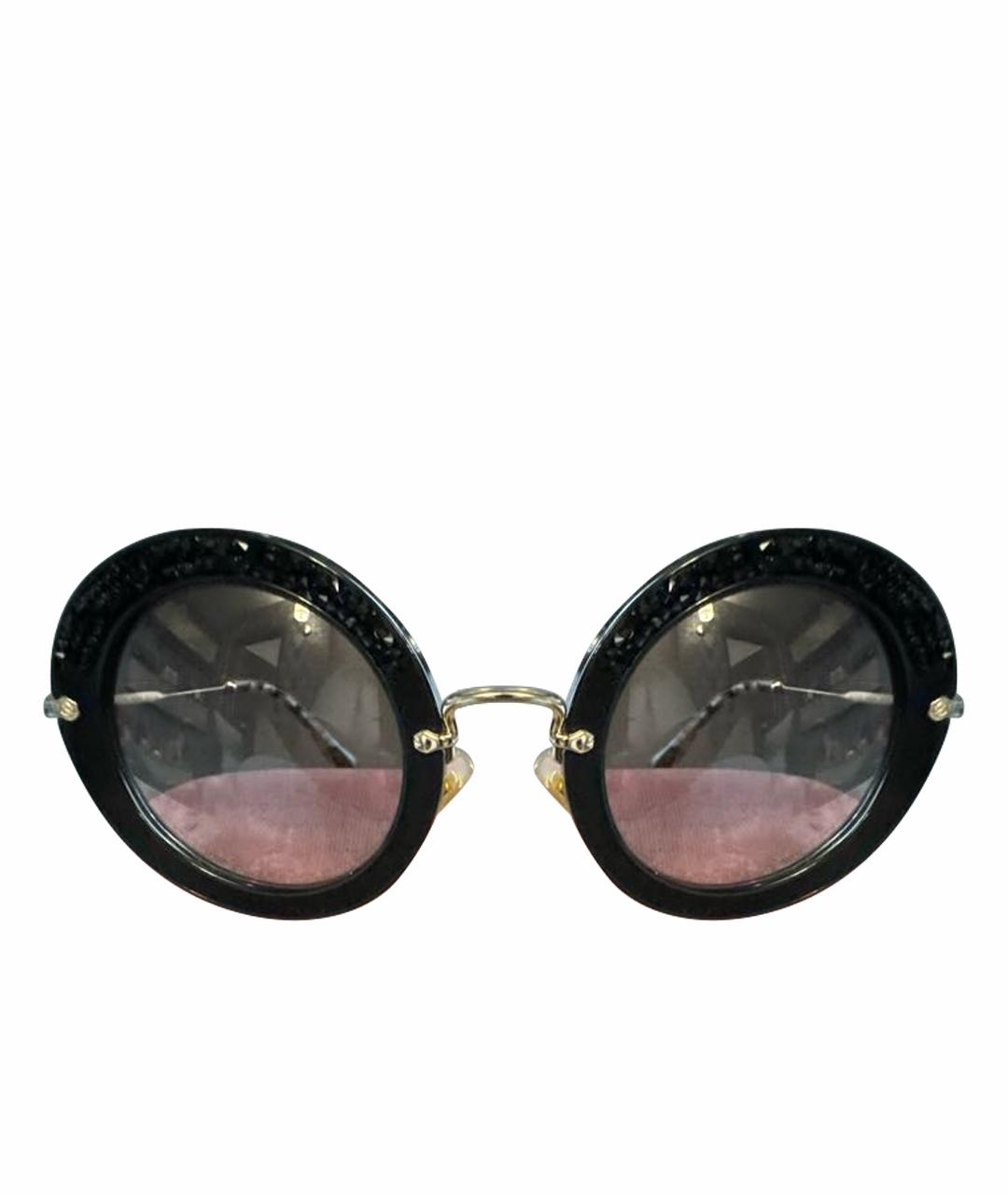 MIU MIU Черные металлические солнцезащитные очки, фото 1