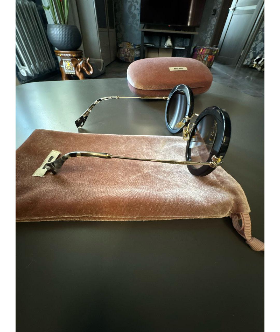 MIU MIU Черные металлические солнцезащитные очки, фото 2