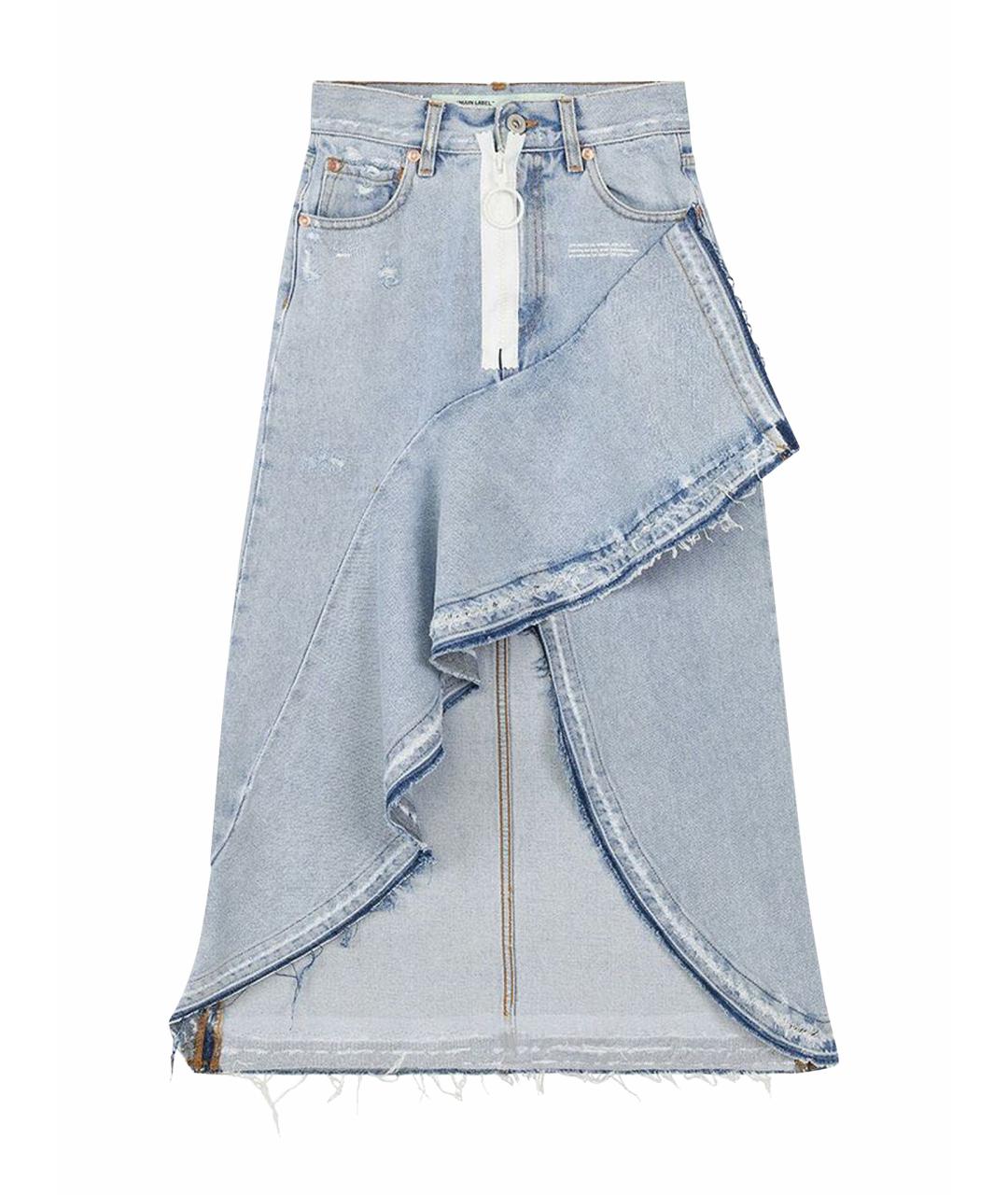 OFF-WHITE Голубая хлопковая юбка мини, фото 1