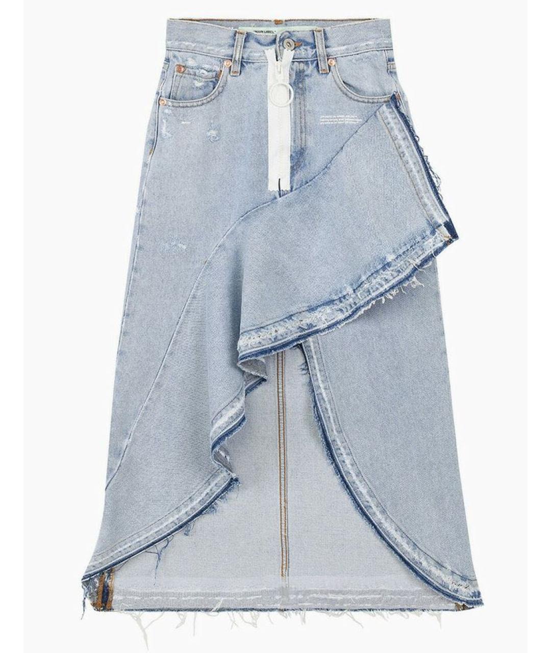 OFF-WHITE Голубая хлопковая юбка мини, фото 8