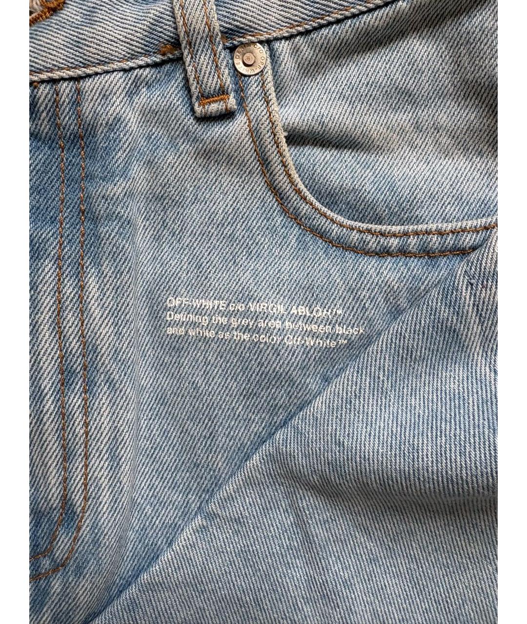 OFF-WHITE Голубая хлопковая юбка мини, фото 5