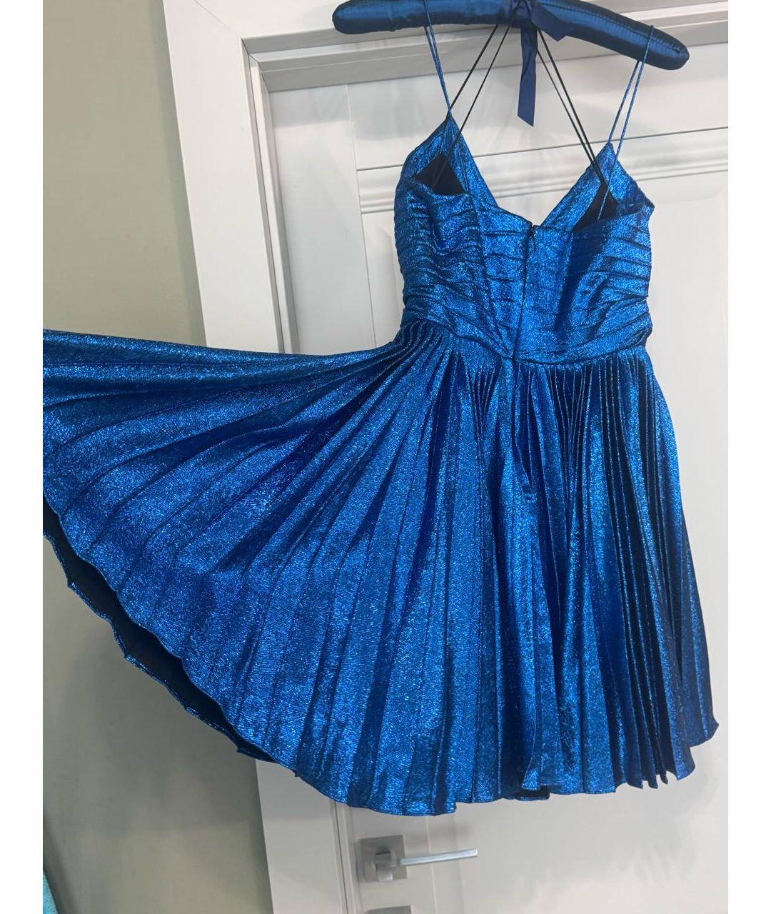 SAINT LAURENT Синее синтетическое коктейльное платье, фото 3