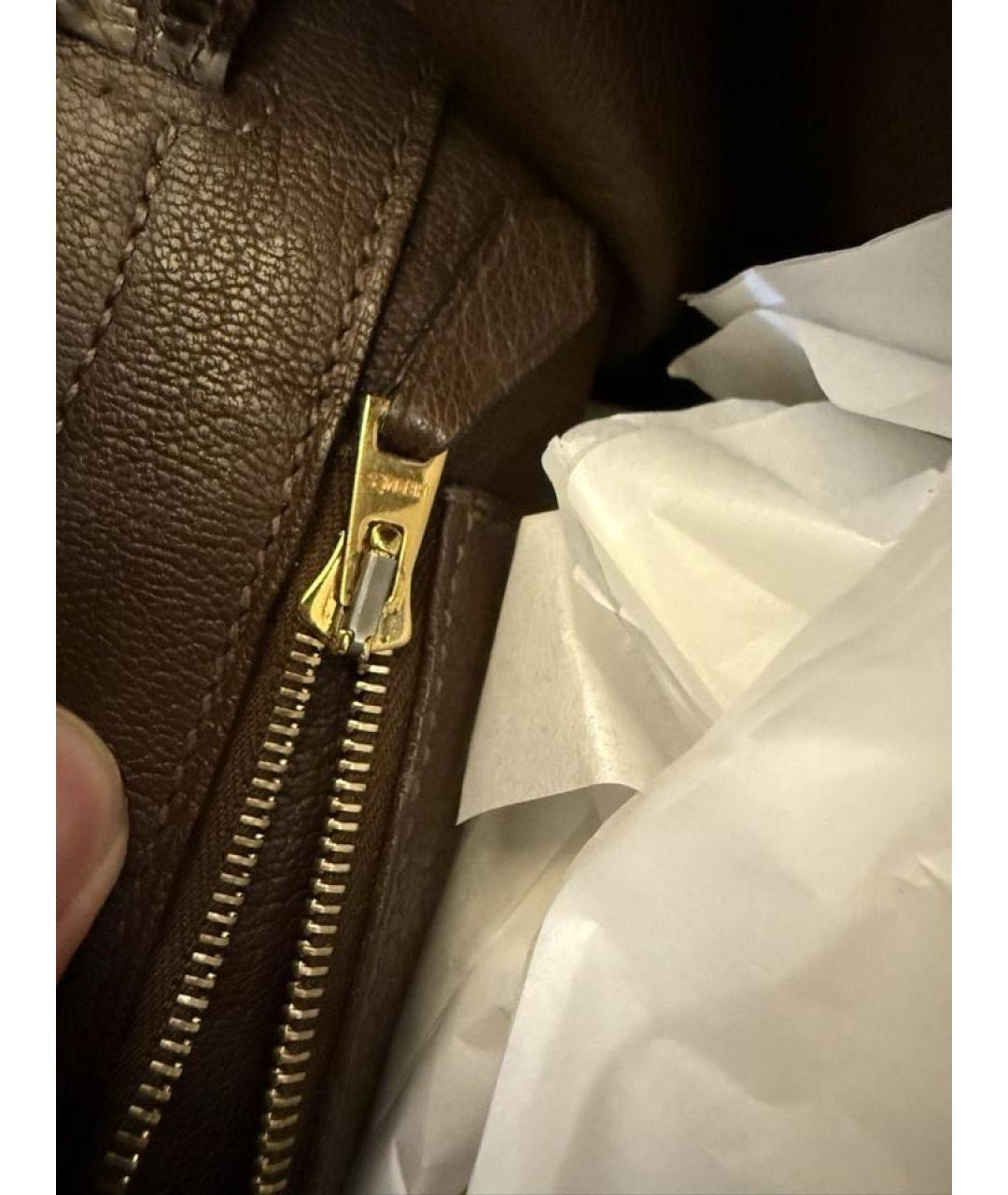 HERMES Коричневая сумка тоут из экзотической кожи, фото 8