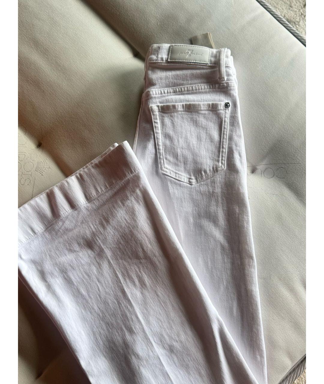 7 FOR ALL MANKIND Белые хлопковые джинсы клеш, фото 3