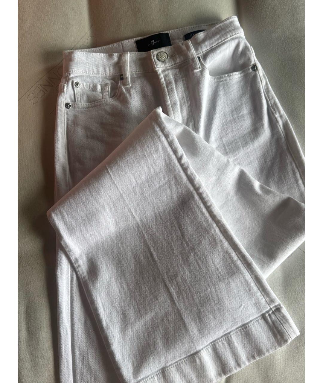 7 FOR ALL MANKIND Белые хлопковые джинсы клеш, фото 4