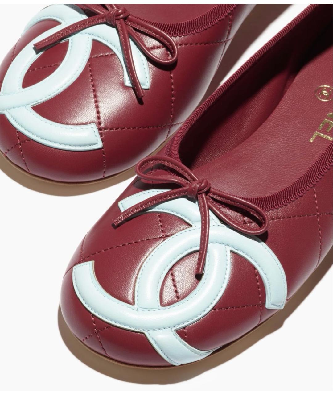 CHANEL Бордовые кожаные балетки, фото 4