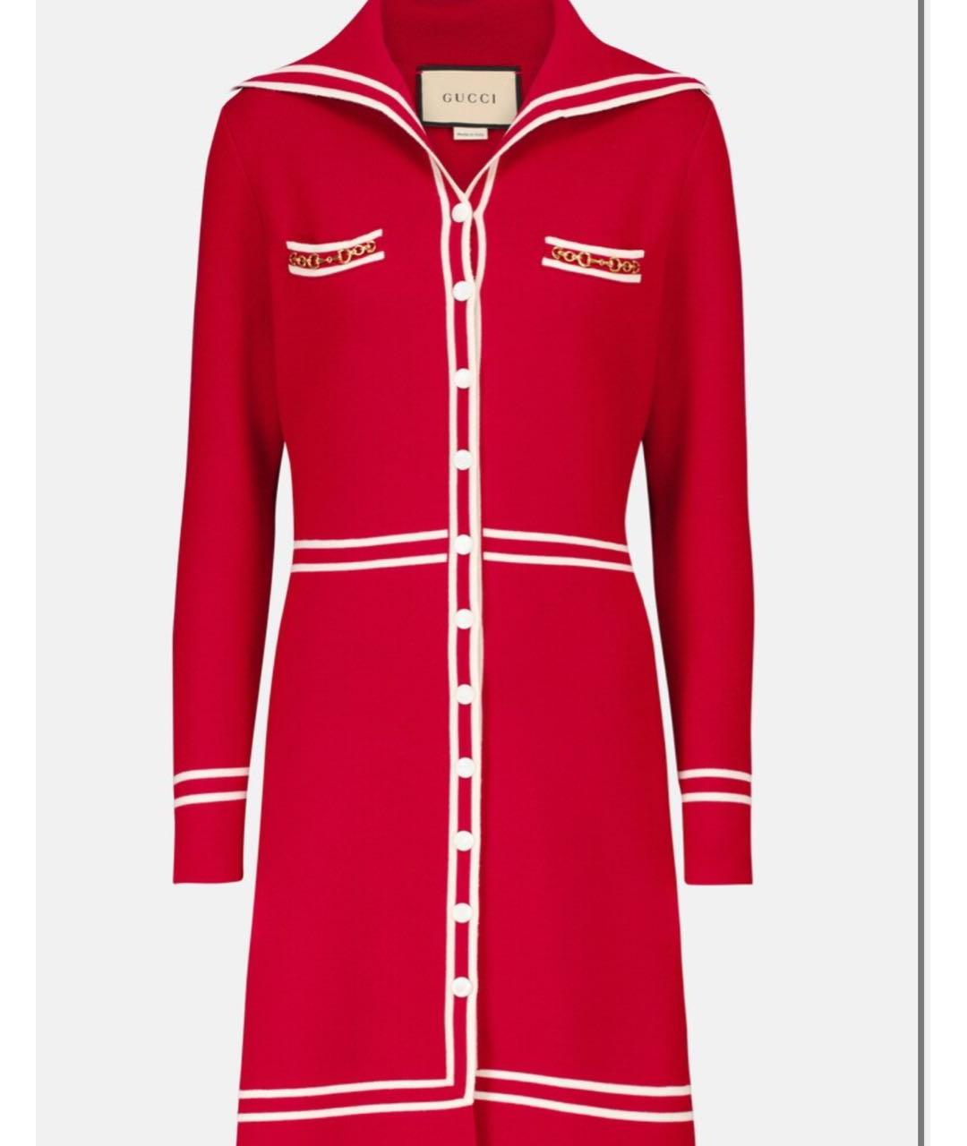 GUCCI Бордовое шерстяное повседневное платье, фото 8