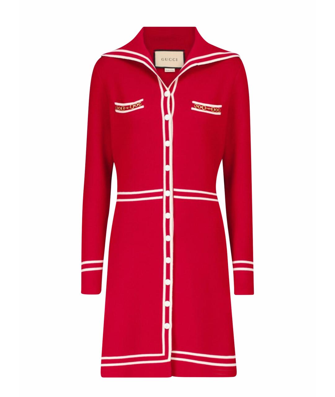 GUCCI Бордовое шерстяное повседневное платье, фото 1