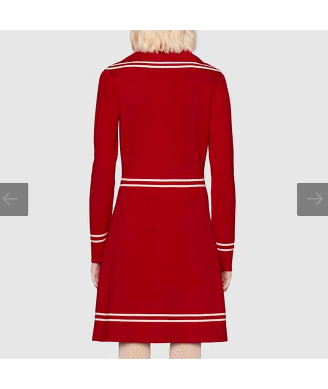 GUCCI Бордовое шерстяное повседневное платье, фото 2